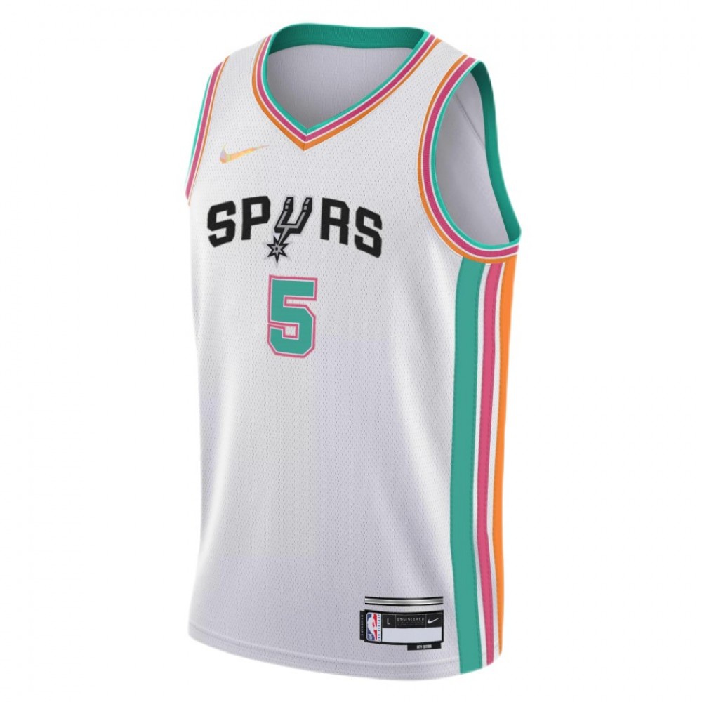 Men's San Antonio Spurs Dejounte Murray #5 White 2021/22 Swingman Jersey - City Edition-Pro Kit Vault | Brand New 26/27 Sports Jerseys